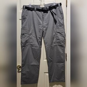 Field & Stream Cargo Pants Men 40x32 Outdoors Hiking Camping Fishing Gray Belted